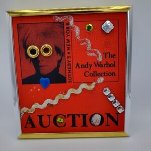 Hedy Klineman 1989 Mixed Media Warhol Sotheby’s Auction Signed Framed